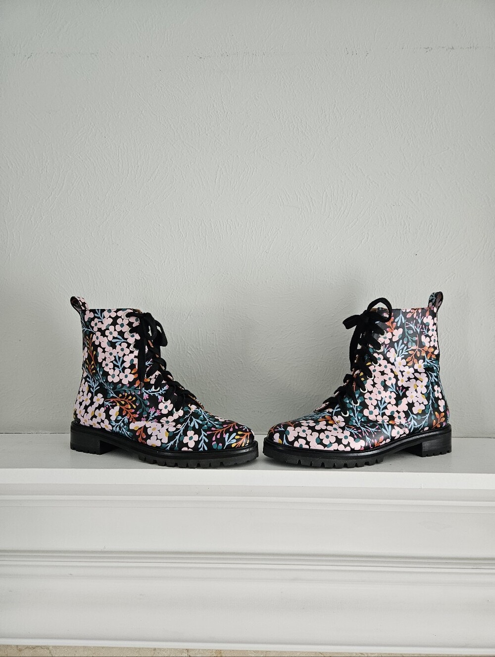 NWOT Kate Spade New York Jemma Floral Lace Up Combat Boots/Booties